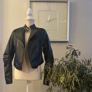 Wet Seal Black Faux Leather Moto Jacket Size Small